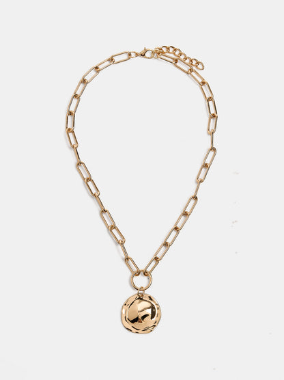 Long Link Necklace With Medal