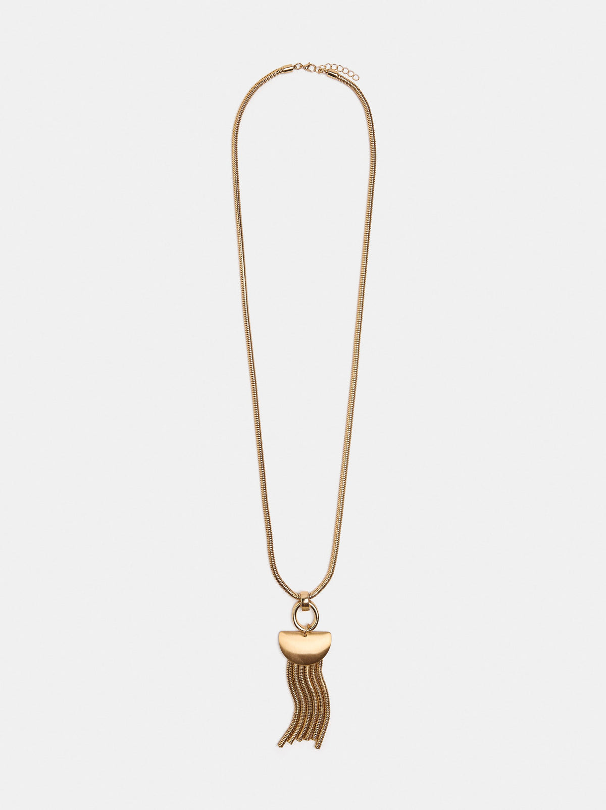 Snake Chain Necklace With Fringe Pendant