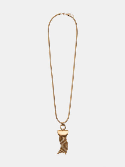 Snake Chain Necklace With Fringe Pendant