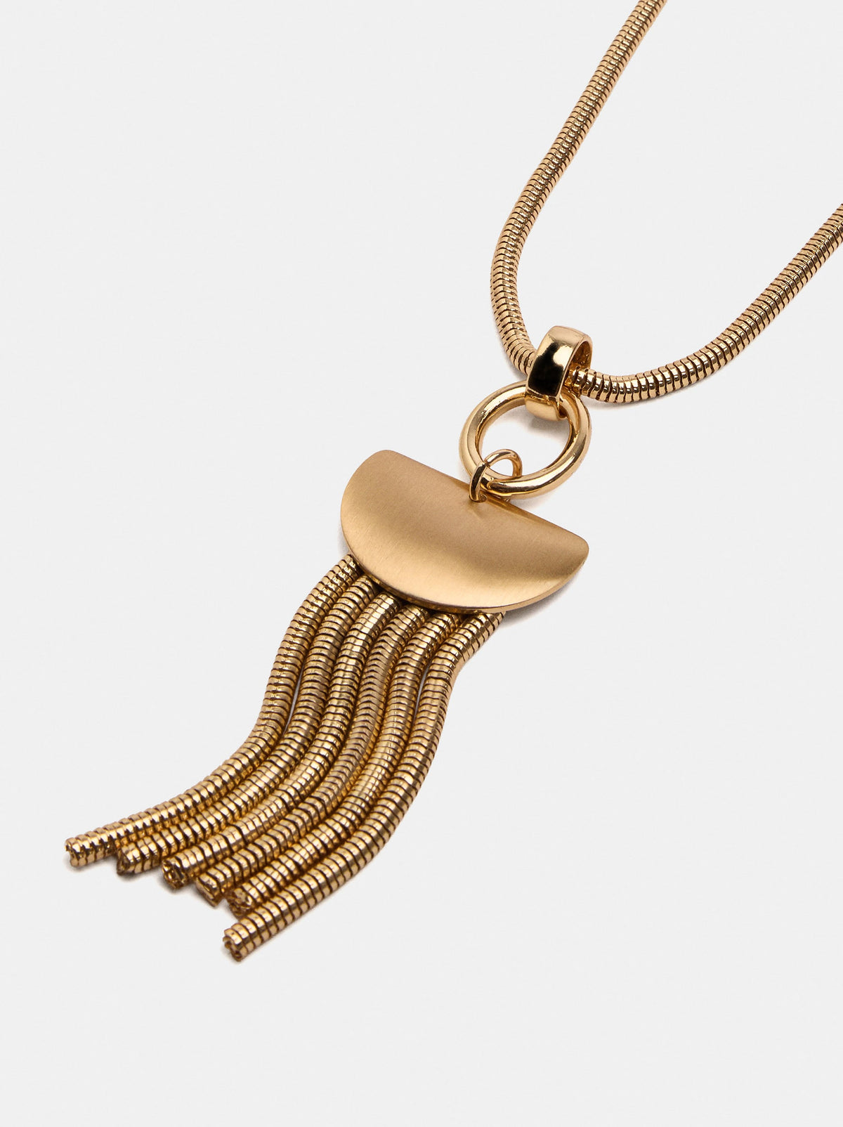 Snake Chain Necklace With Fringe Pendant