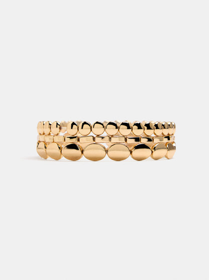 Set Of Elastic Bracelets With Rounded Beads
