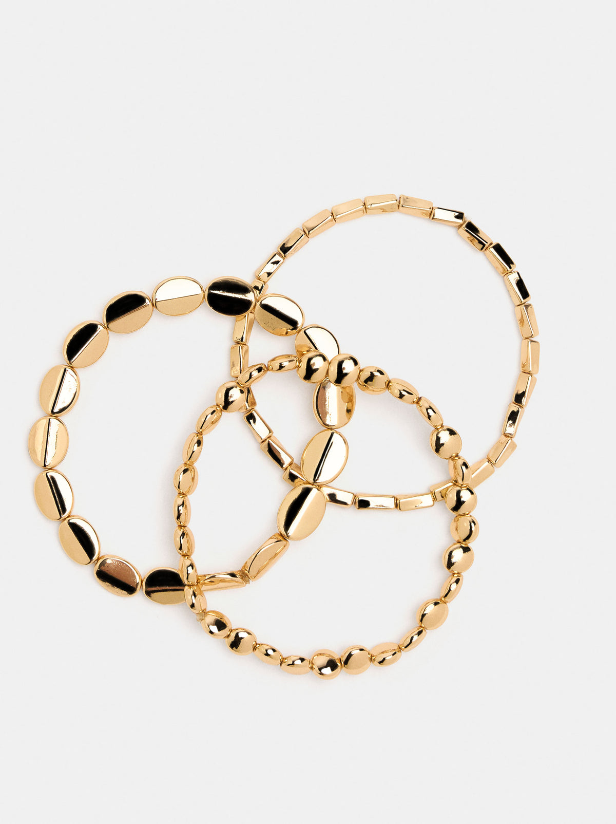 Set Of Elastic Bracelets With Rounded Beads
