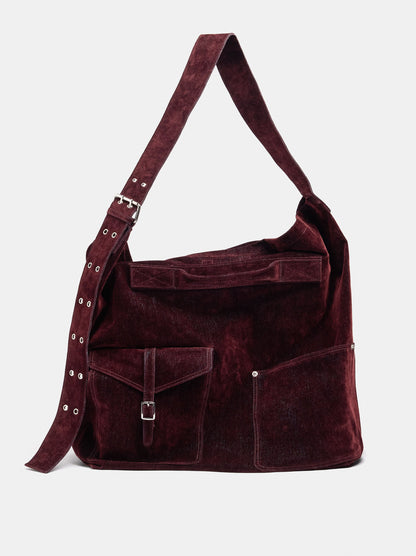 Canvas Shoulder Bag With Velvet Effect