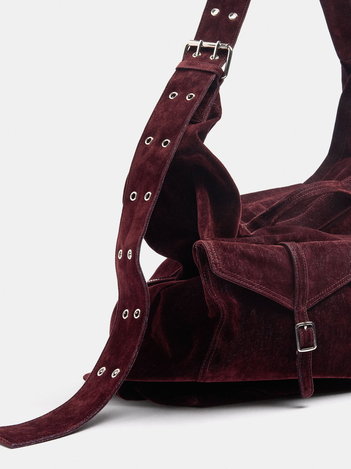 Canvas Shoulder Bag With Velvet Effect