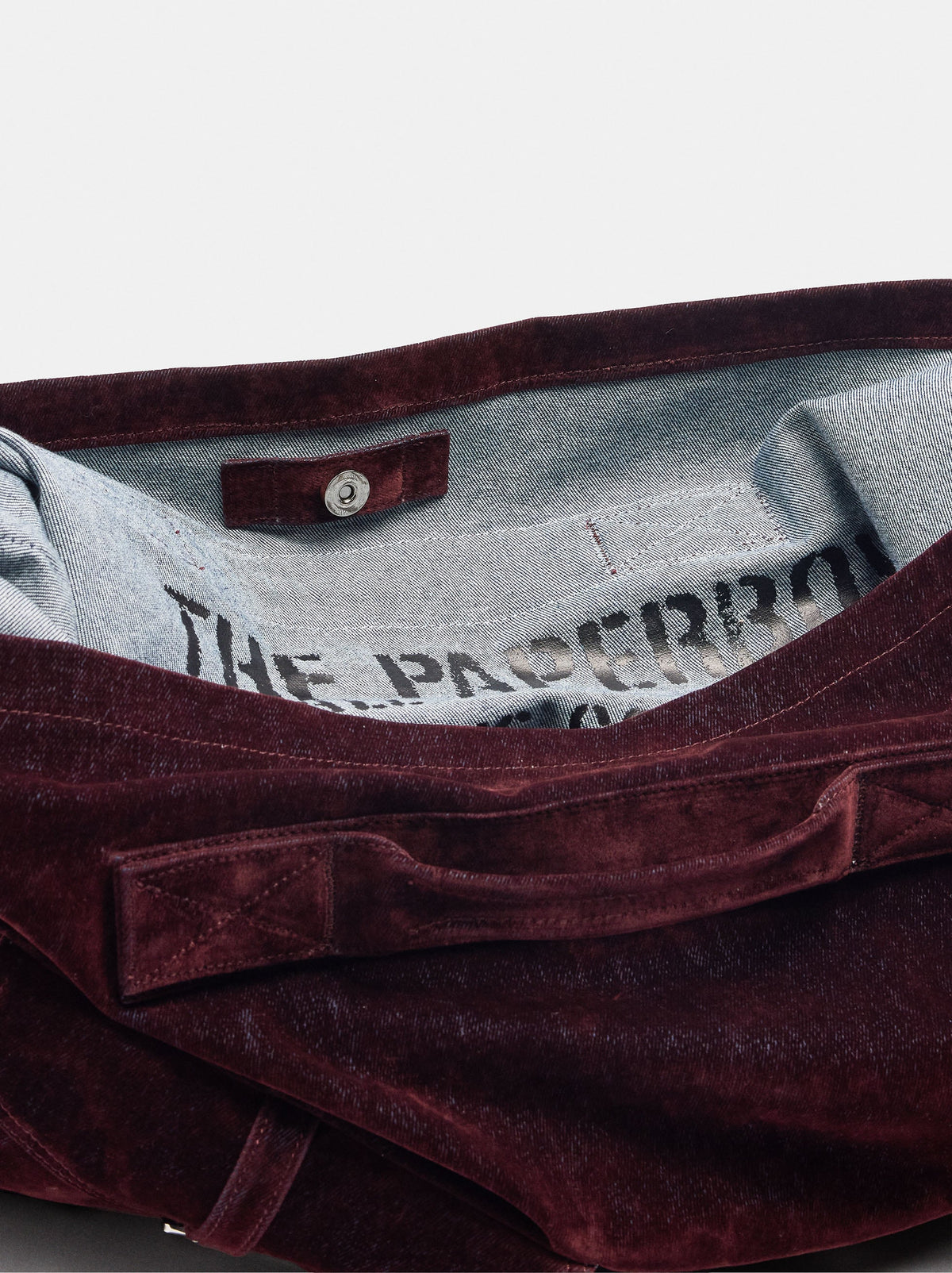 Canvas Shoulder Bag With Velvet Effect