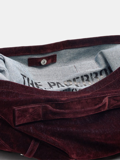Canvas Shoulder Bag With Velvet Effect