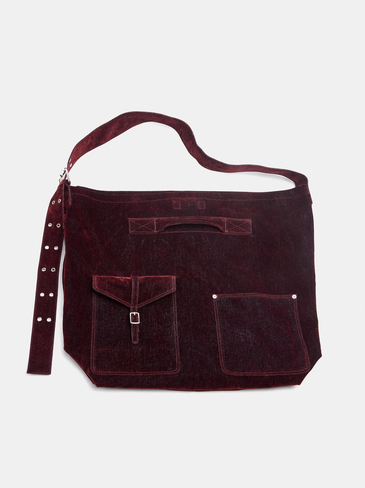Canvas Shoulder Bag With Velvet Effect