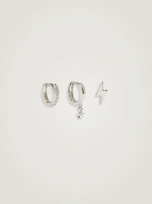 Set Of Silver Hoop Earrings