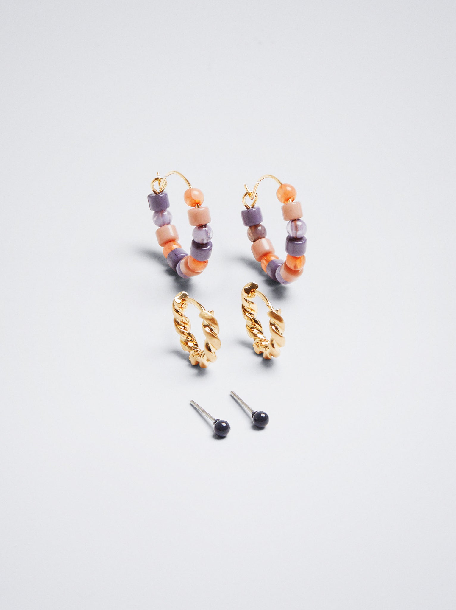 Hoop Earrings Set With Beads