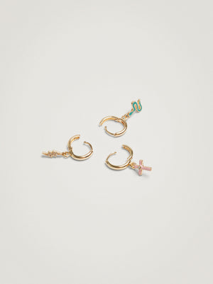Set Of Hoops With Charm And Zirconia