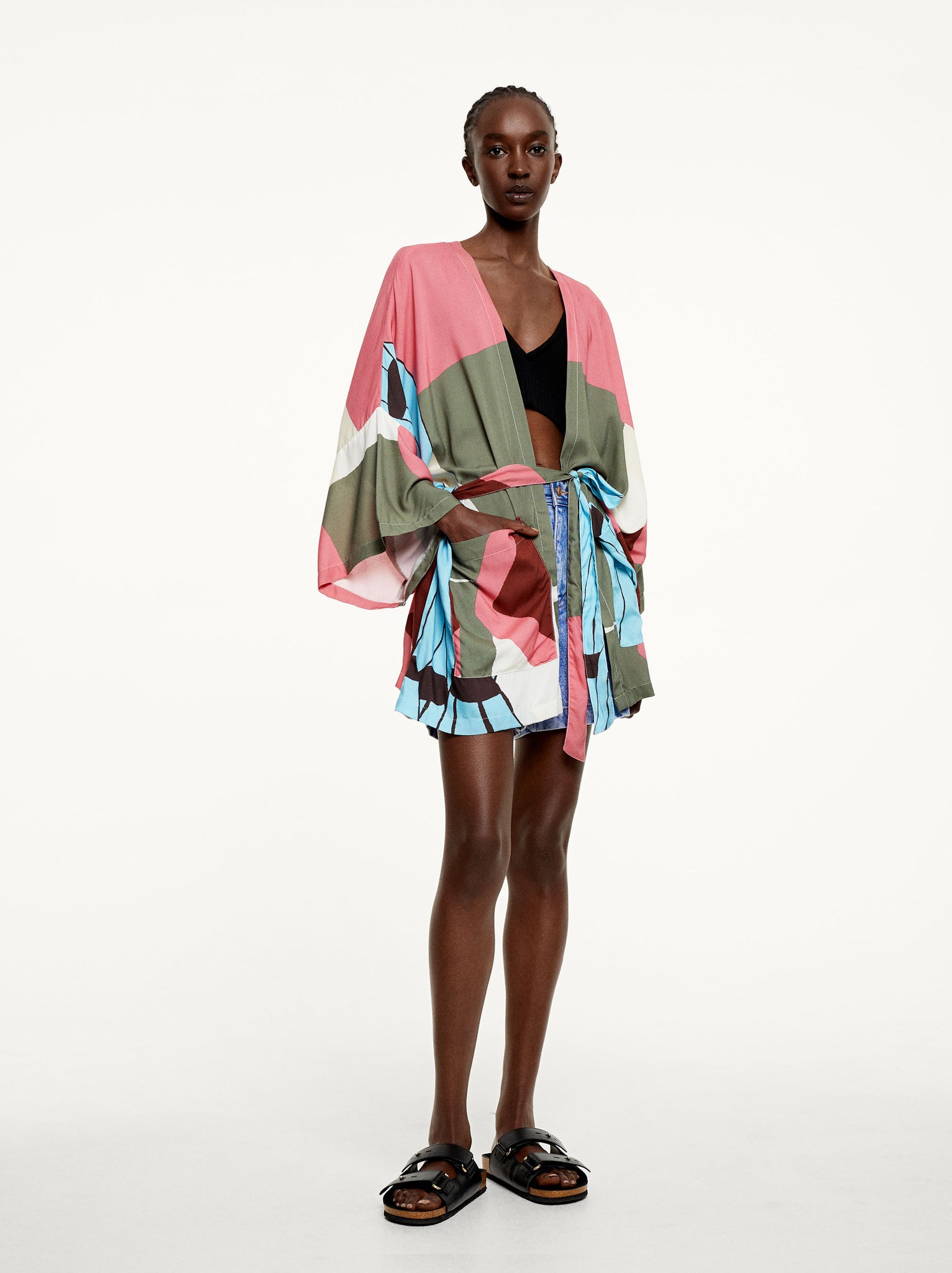 Printed Kimono With Belt