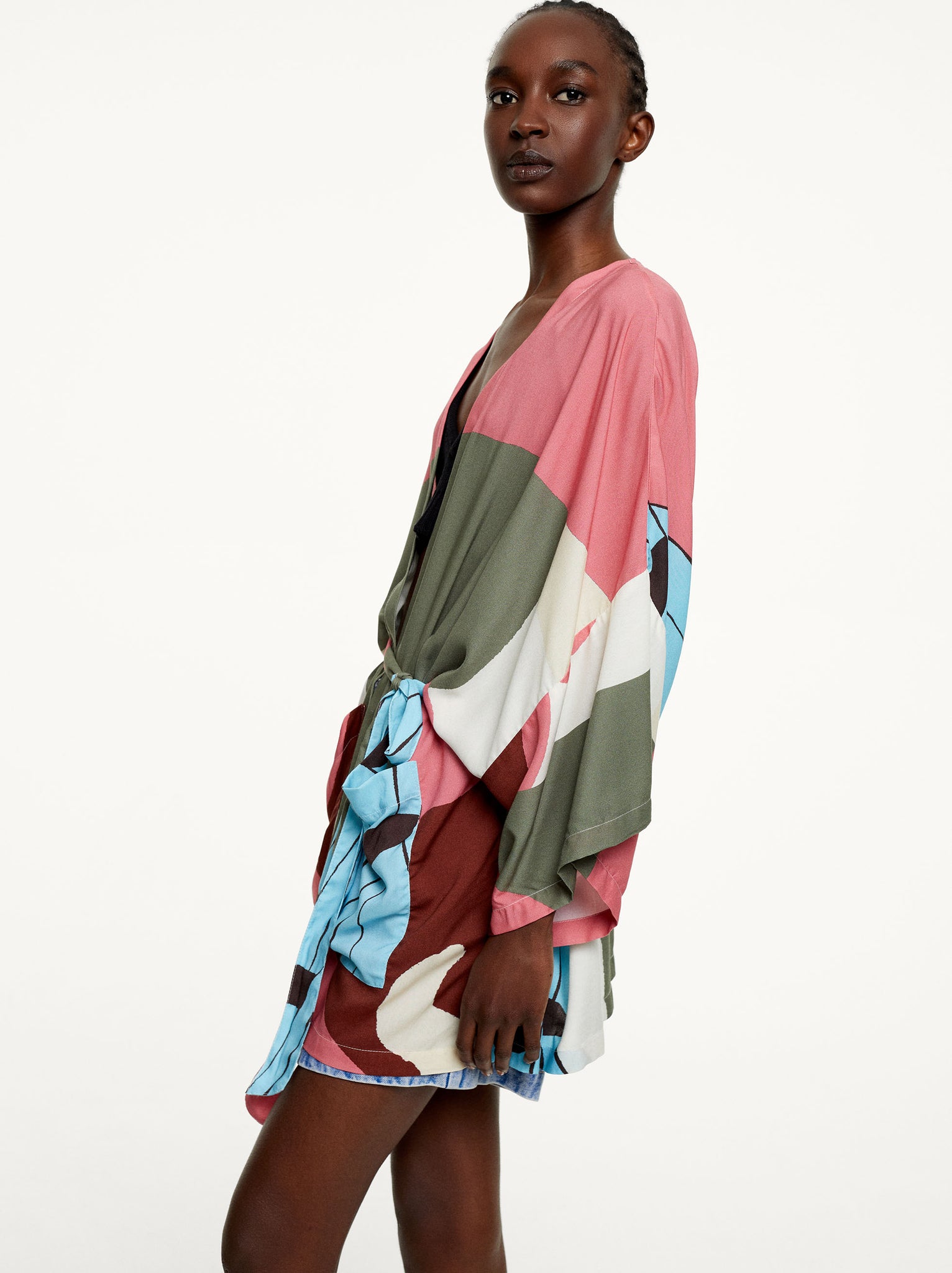 Printed Kimono With Belt