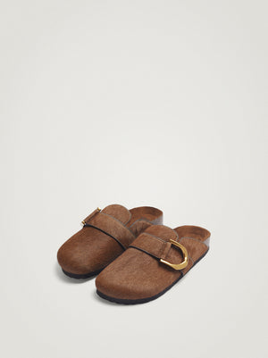 Fur Clogs With Buckle