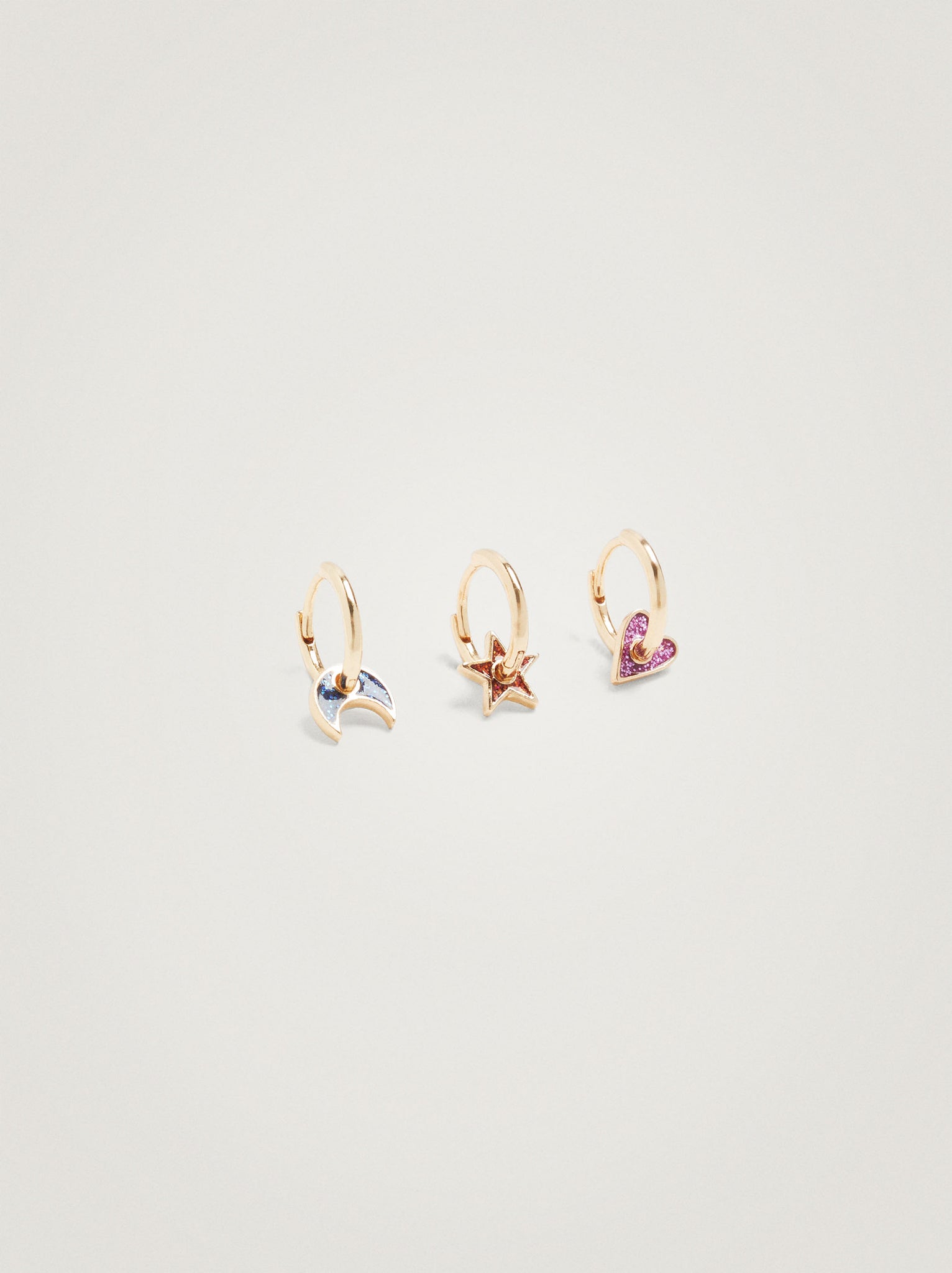 Set Of Hoop Earrings With Charms