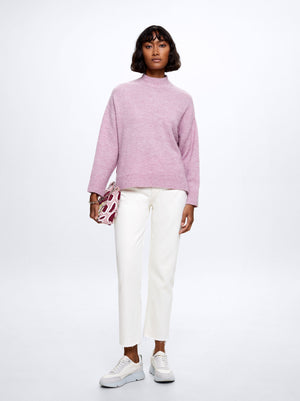 High-Neck Knit Sweater