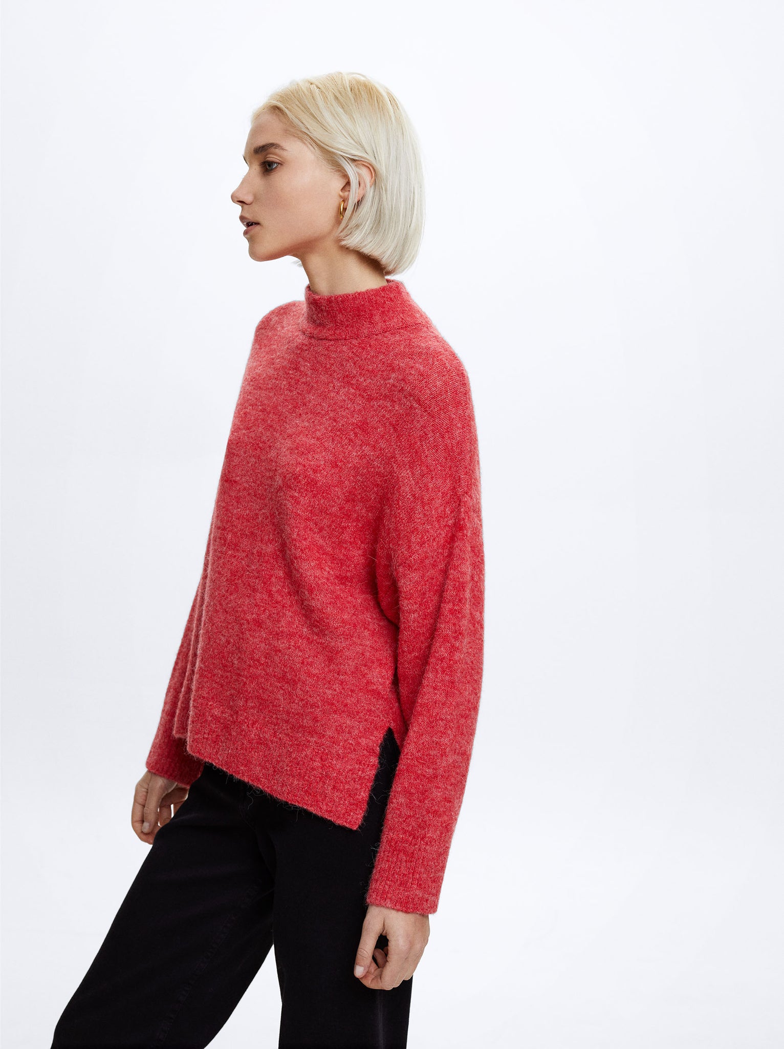 High-Neck Knit Sweater