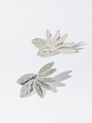 Silver Earrings With Flower
