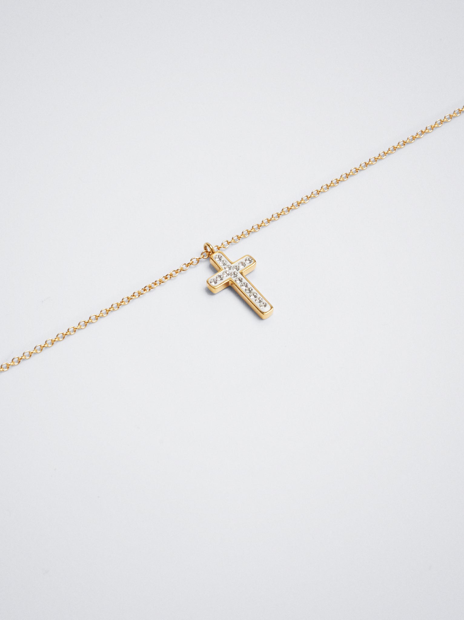 Silver Stainless Steel Necklace With Cross