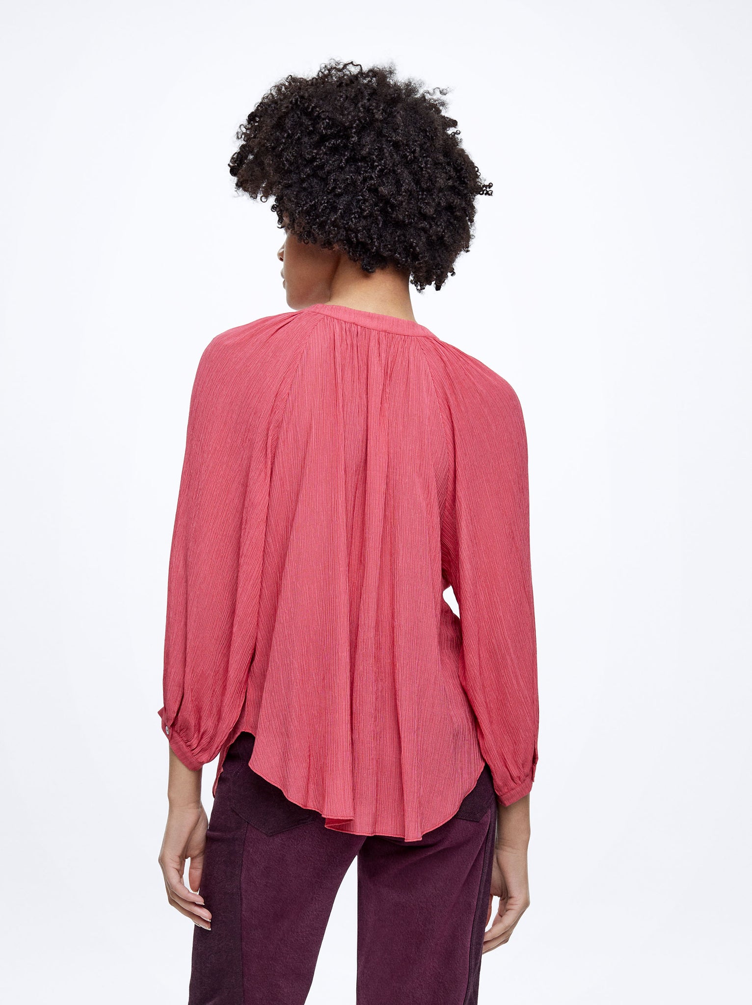 Textured Shirt With Puffed Sleeves