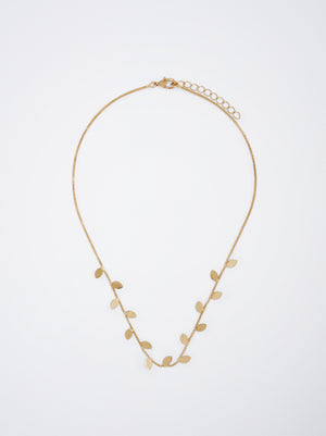 Golden Necklace With Leaf Pendants