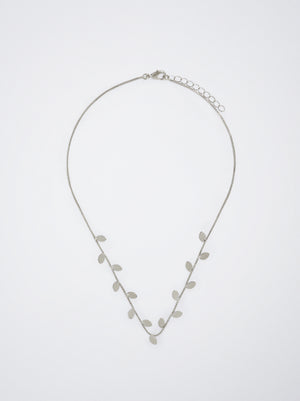 Silver Necklace With Leaf Pendants