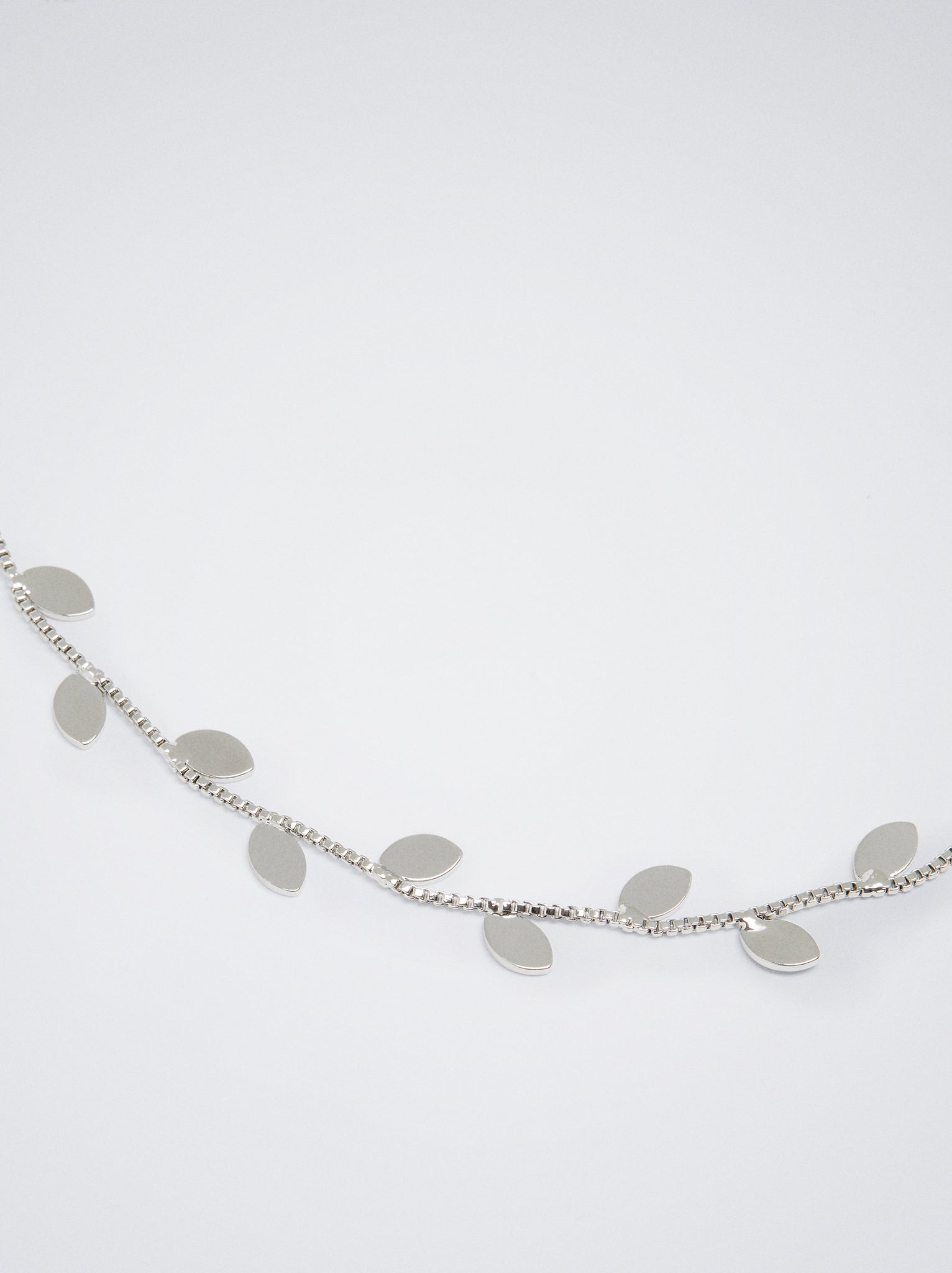 Silver Necklace With Leaf Pendants