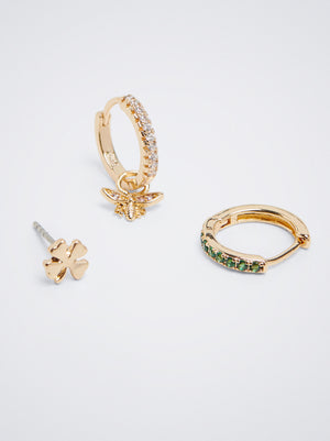 Set Of Hoops With Cubic Zirconia