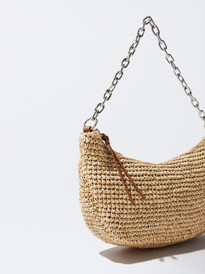 Straw Bag With Chain Strap