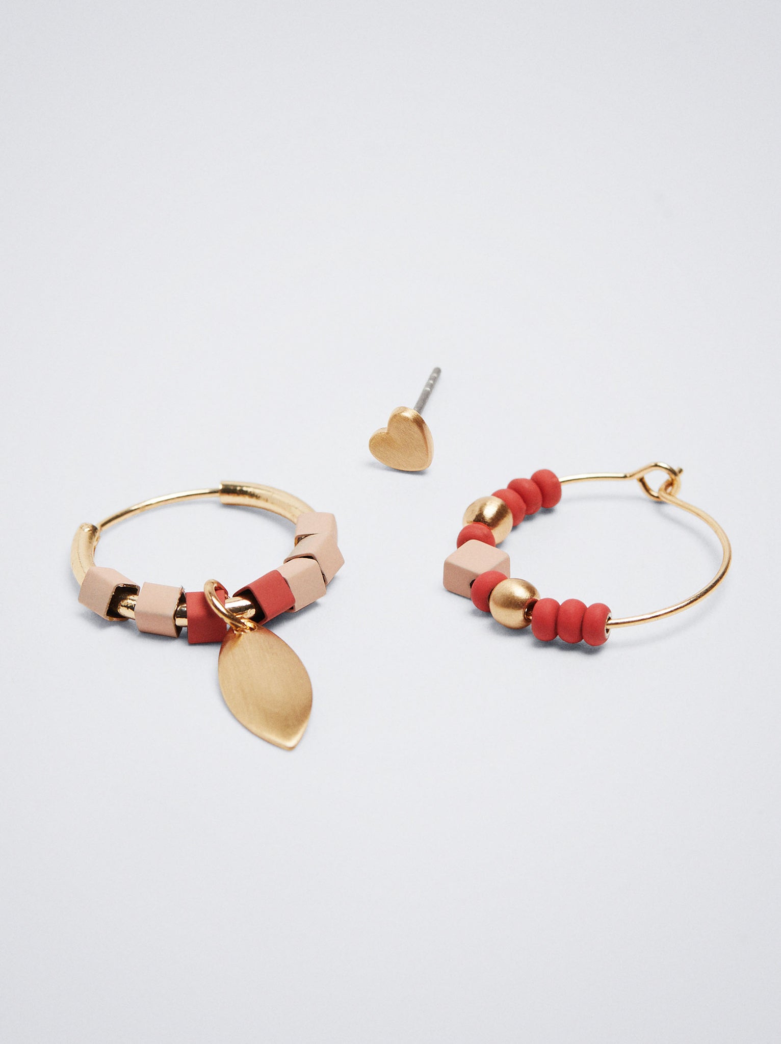 Set Of Hoop Earrings With Heart