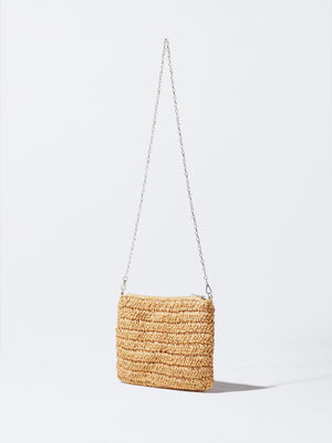 Raffia Bag With Wood Beads