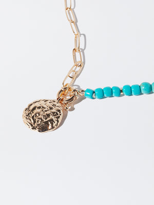 Necklace With Stone And Medallion