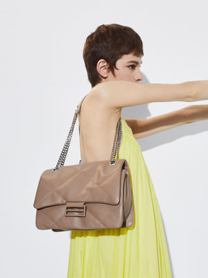 Quilted Crossbody Bag With Chain