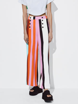 Striped Loose-Fitting Trousers