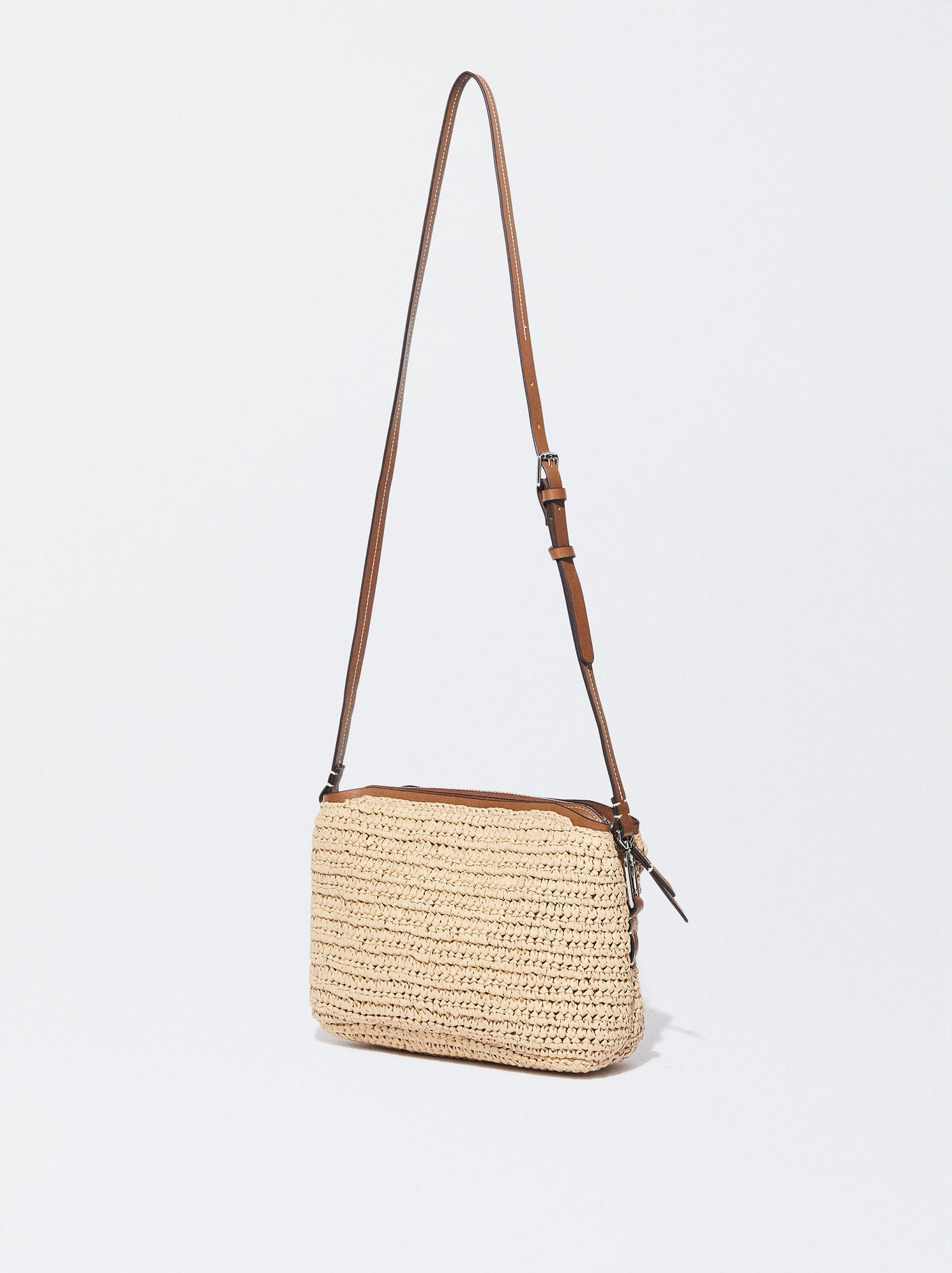 Straw-Effect Crossbody Bag