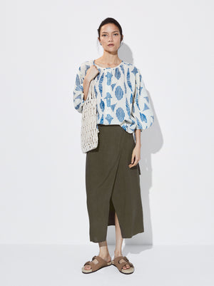 Puff Sleeve Printed Shirt