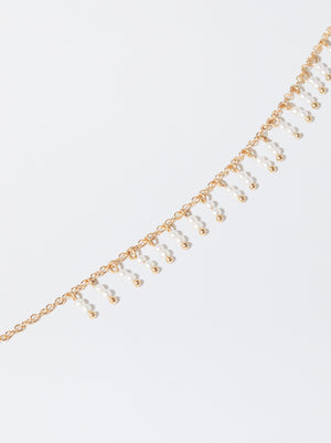 Gold-Toned Bracelet With Faux Pearls