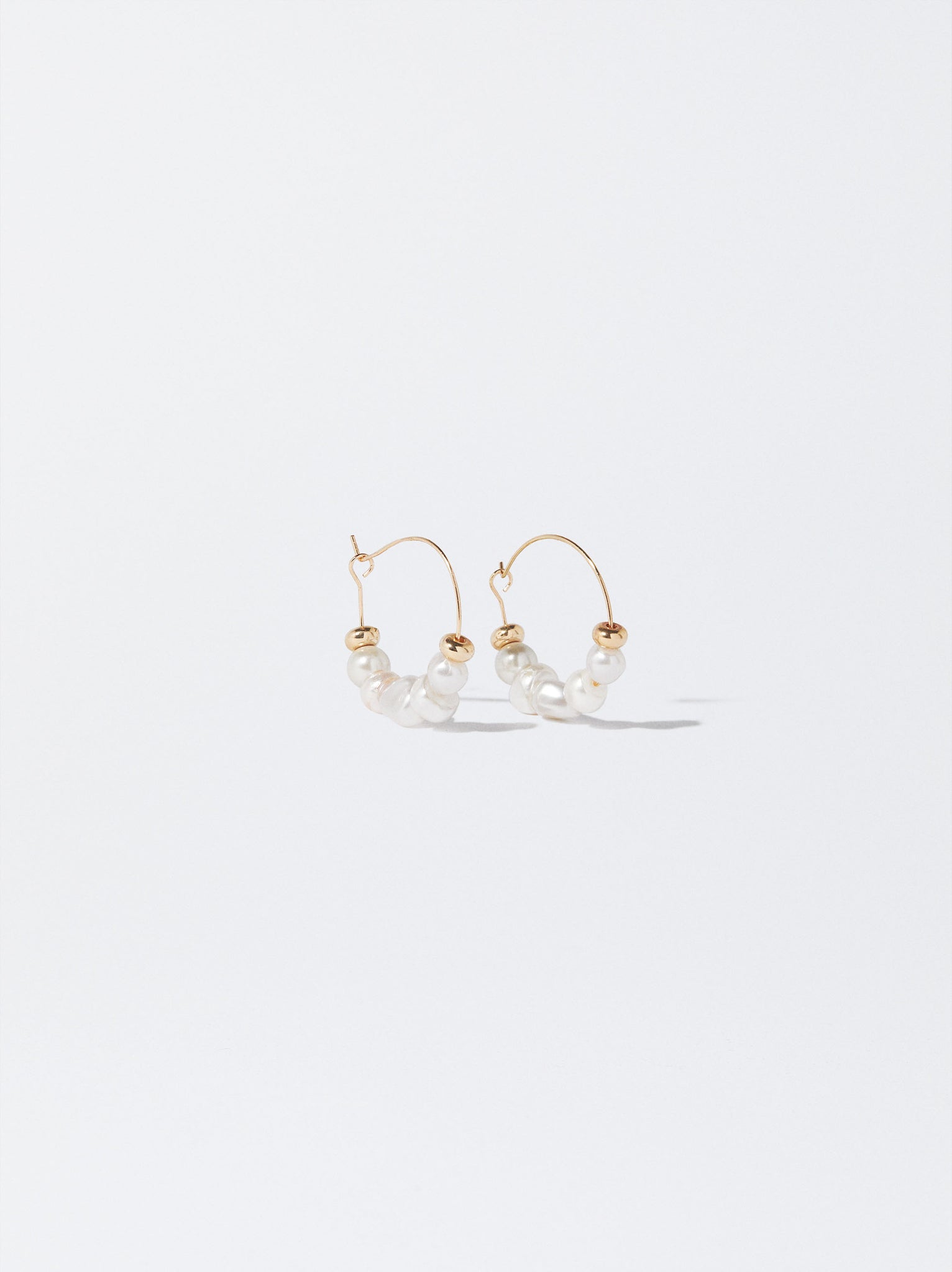 Gold-Toned Hoop Earrings With Faux Pearls
