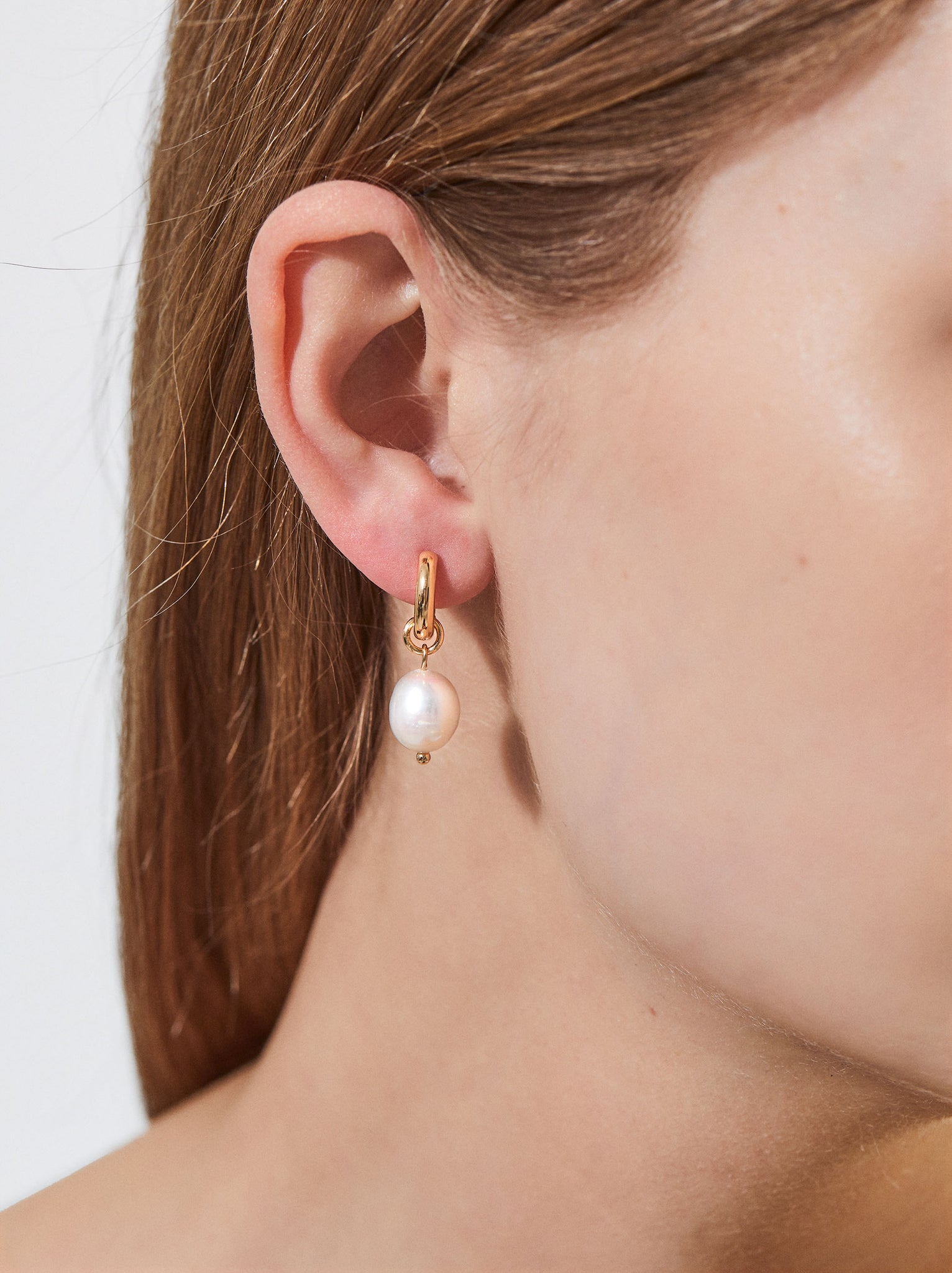 Gold-Toned Hoop Earrings With Freshwater Pearls