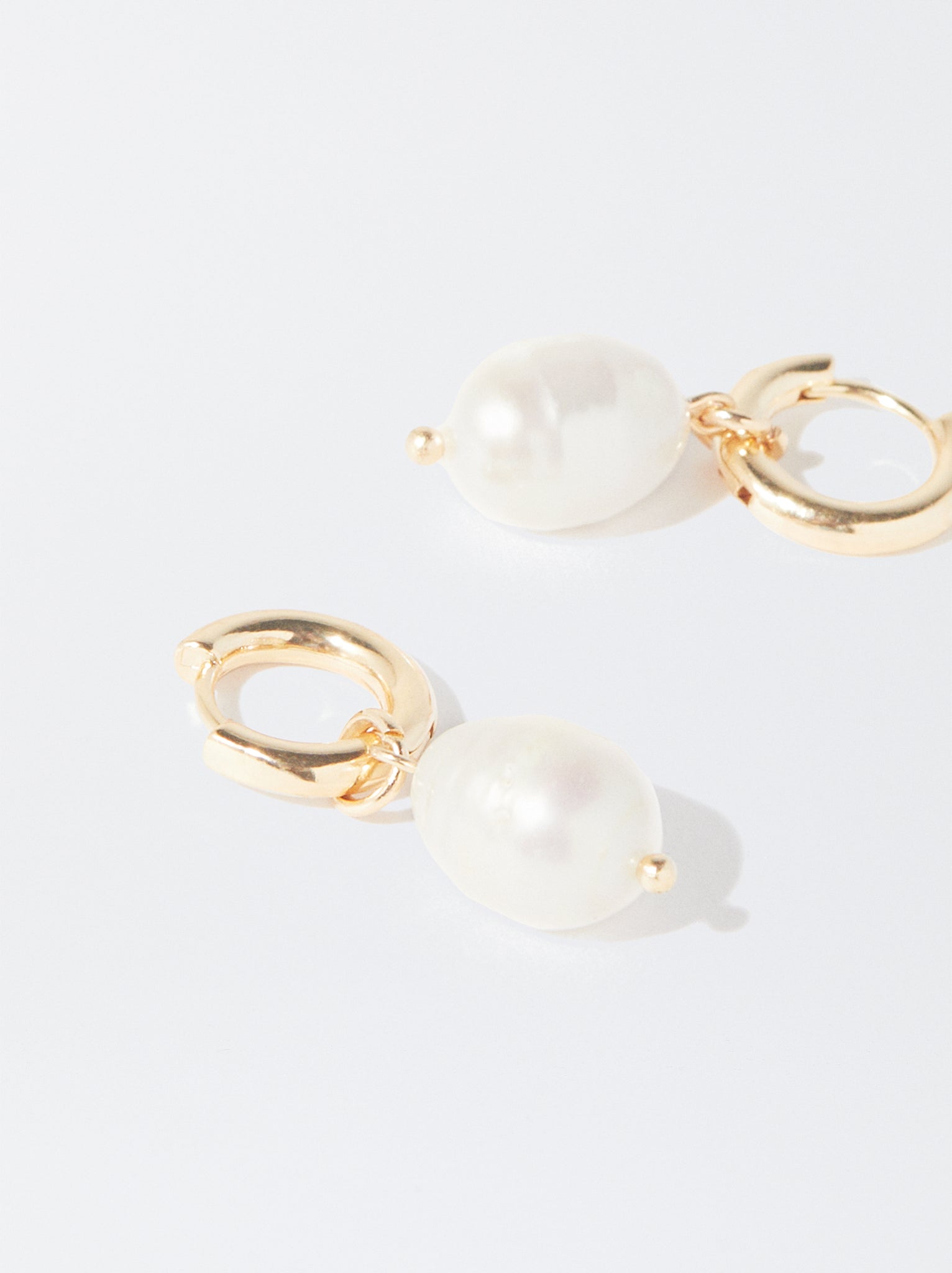 Gold-Toned Hoop Earrings With Freshwater Pearls