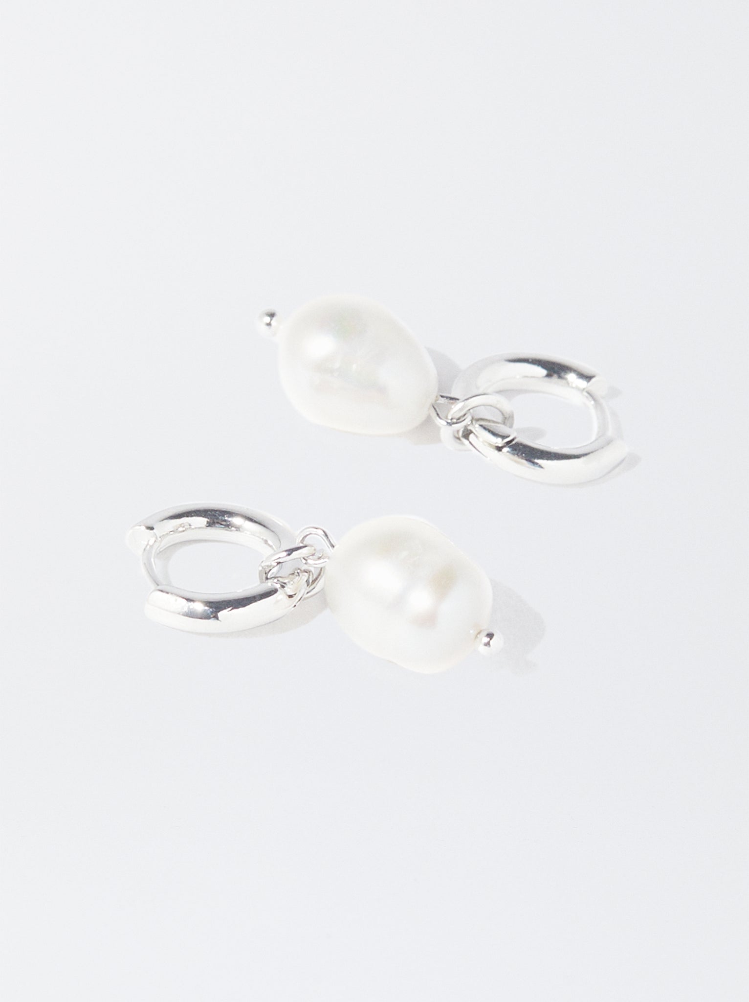 Silver-Plated Hoop Earrings With Freshwater Pearls