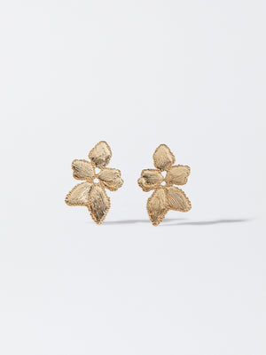 Gold-Toned Earrings With Flowers