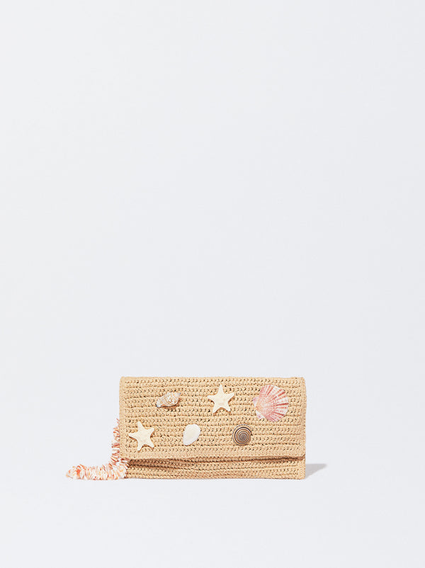 Straw-Effect Handbag With Shell