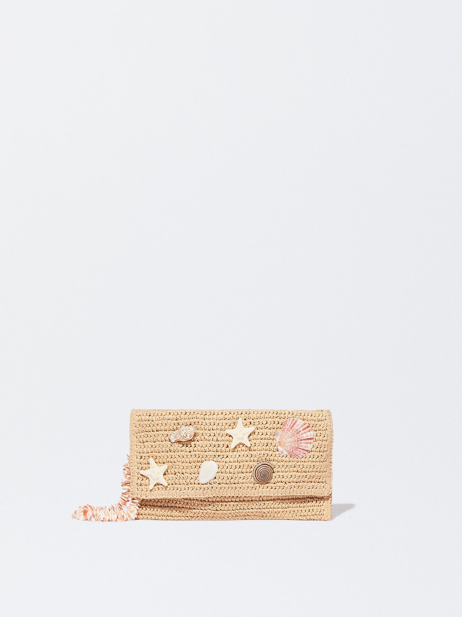 Straw-Effect Handbag With Shell