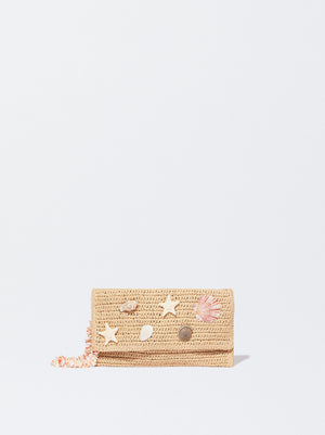 Straw-Effect Handbag With Shell