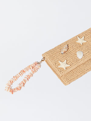 Straw-Effect Handbag With Shell