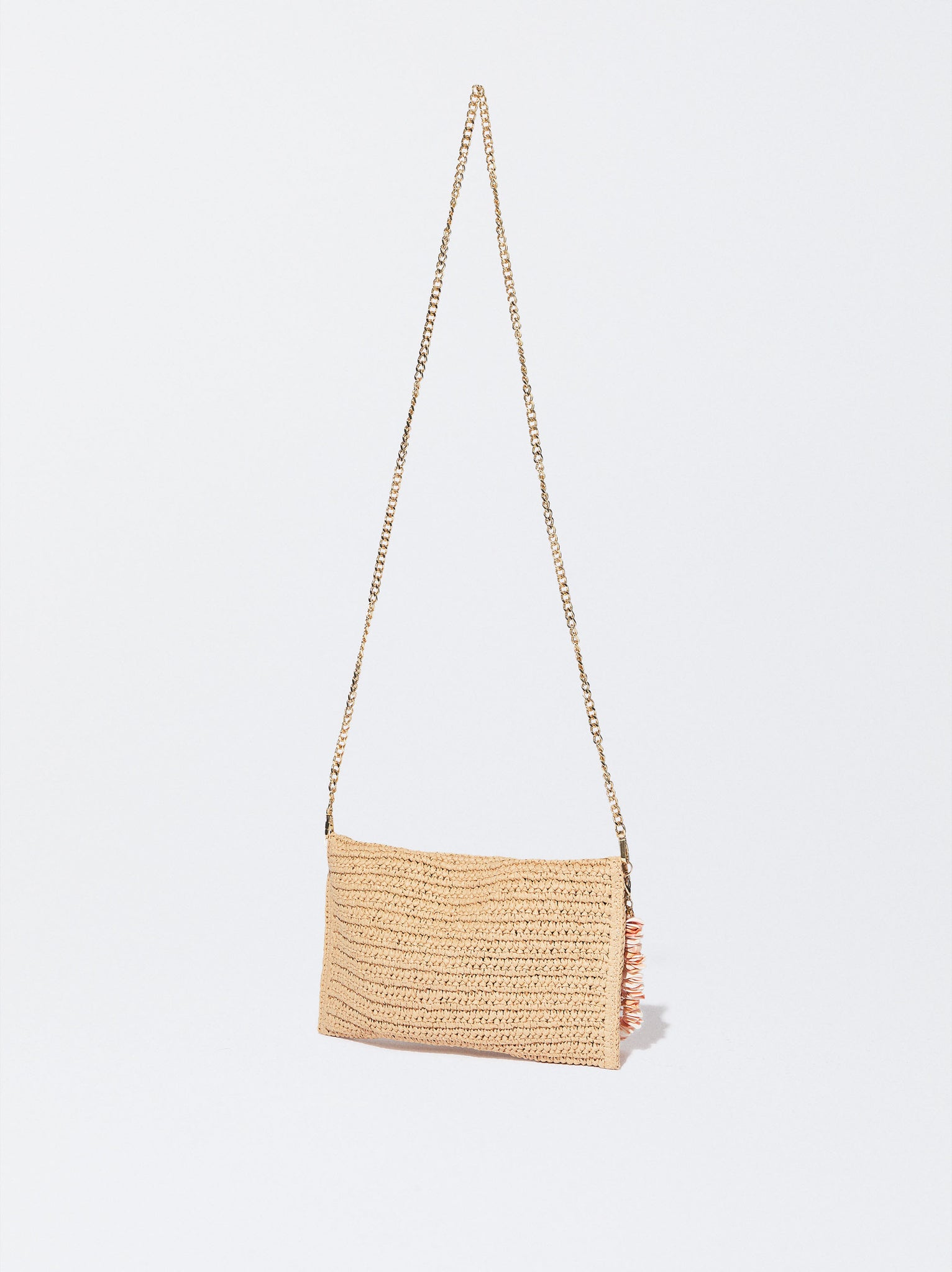 Straw-Effect Handbag With Shell