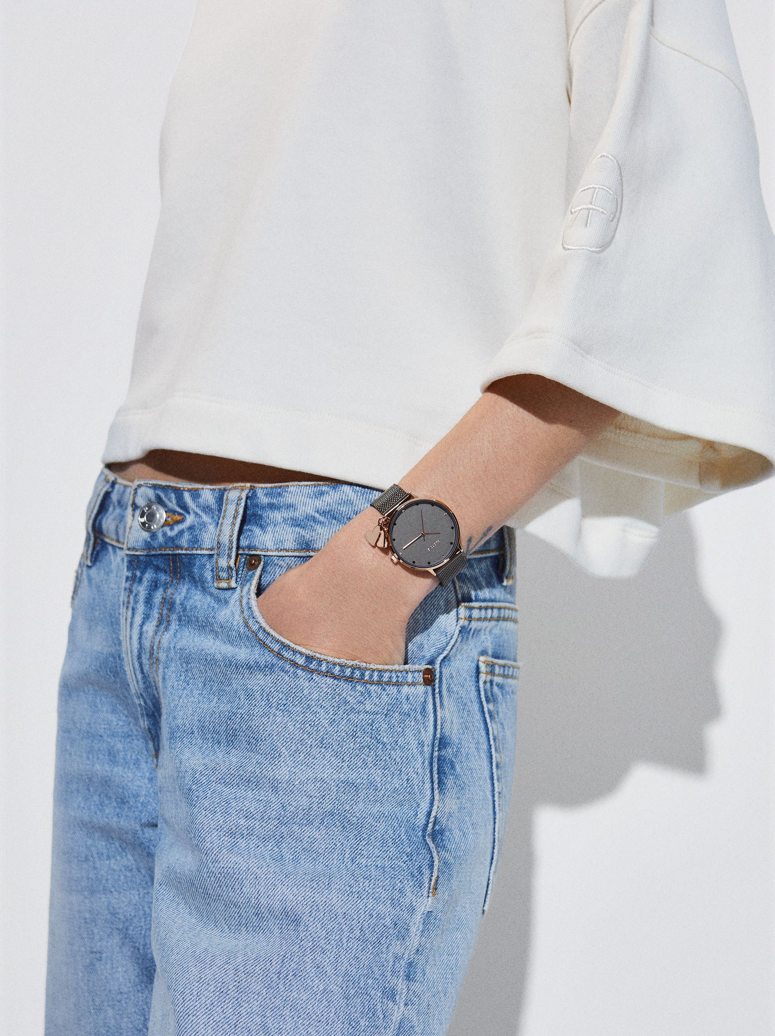 Stainless Steel Watch With Hearts