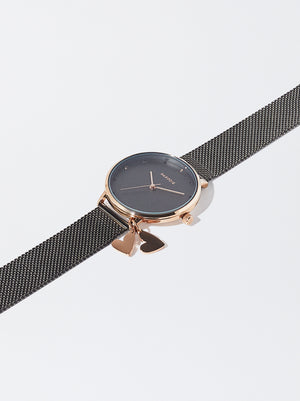 Stainless Steel Watch With Hearts