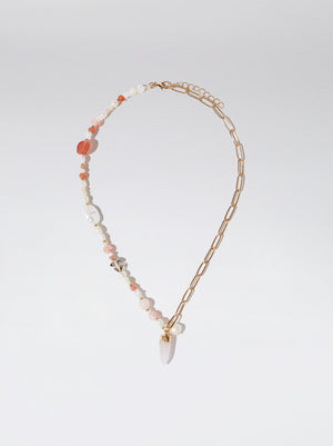 Necklace With Stone And Pearl
