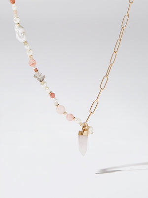 Necklace With Stone And Pearl